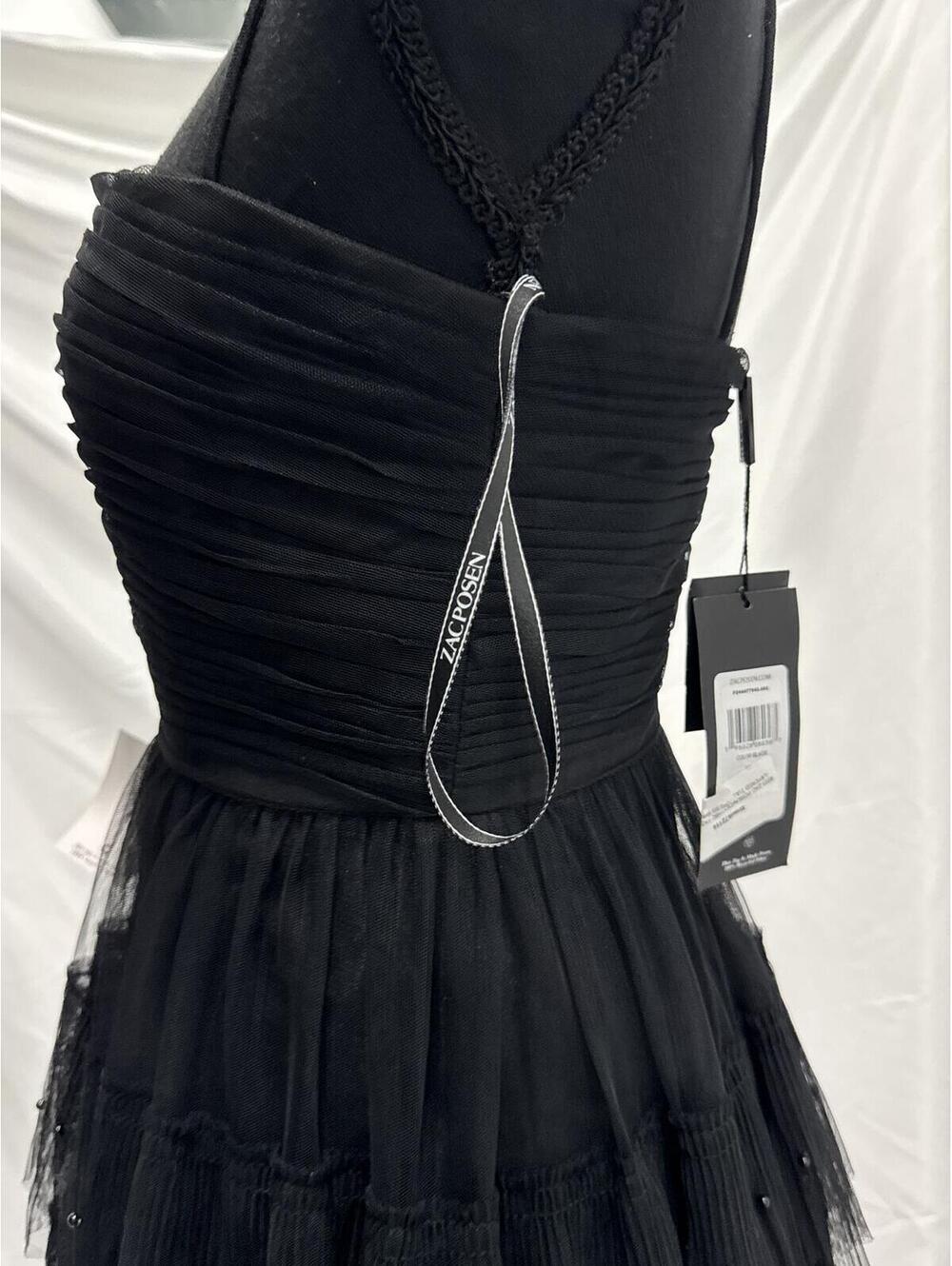 Black Strapless Ruffled Midi Dress - Picture 7 of 9